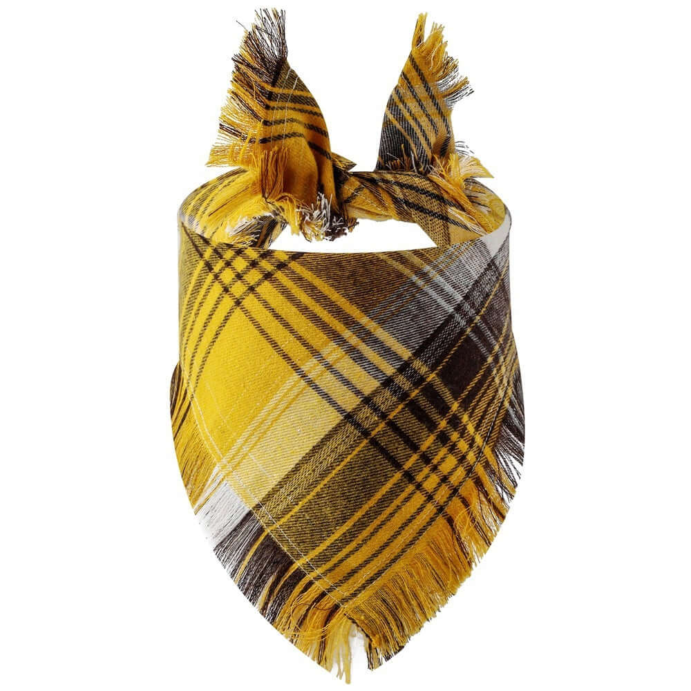 Plaid Tassel Triangle Scarf Pet Dog