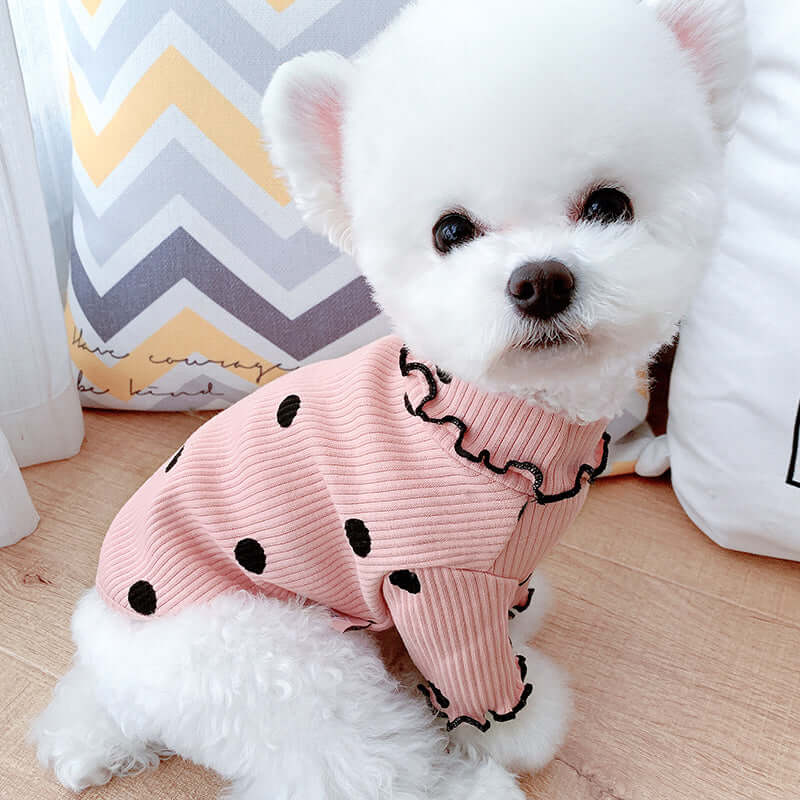 Cozy, Cute, and Comfortable: The Polka Dot Ruffle Sleeve Dog Sweater