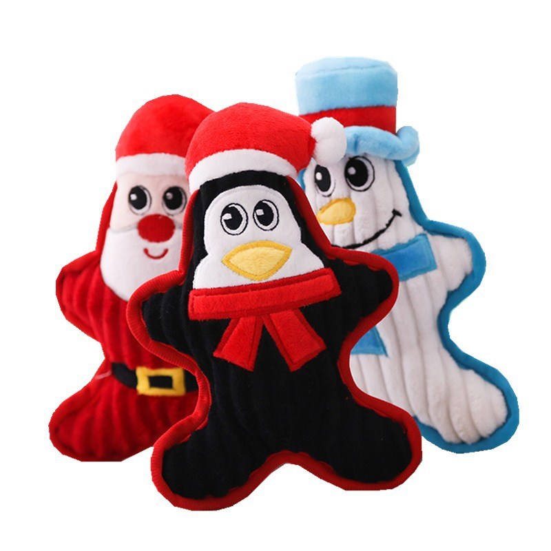 Santa Penguin Snowman Pet Molar Doll Pet Doll Plush Pet Toy