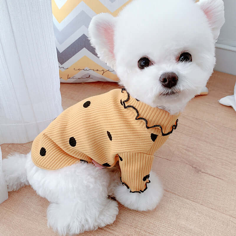 Cozy, Cute, and Comfortable: The Polka Dot Ruffle Sleeve Dog Sweater