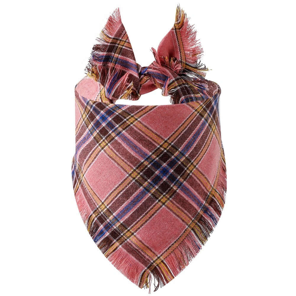 Plaid Tassel Triangle Scarf Pet Dog