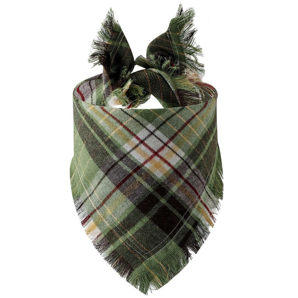 Plaid Tassel Triangle Scarf Pet Dog