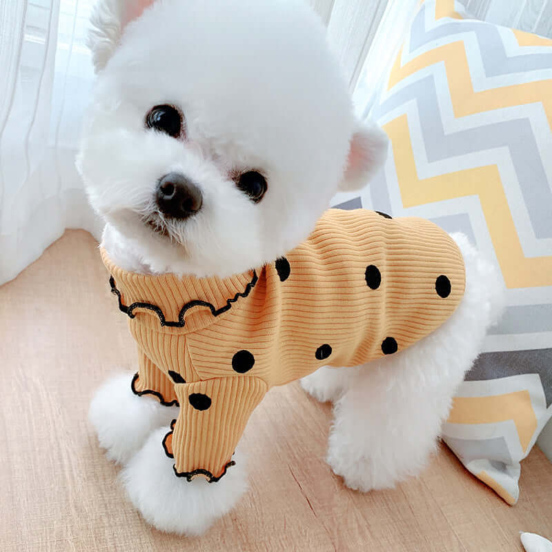 Cozy, Cute, and Comfortable: The Polka Dot Ruffle Sleeve Dog Sweater