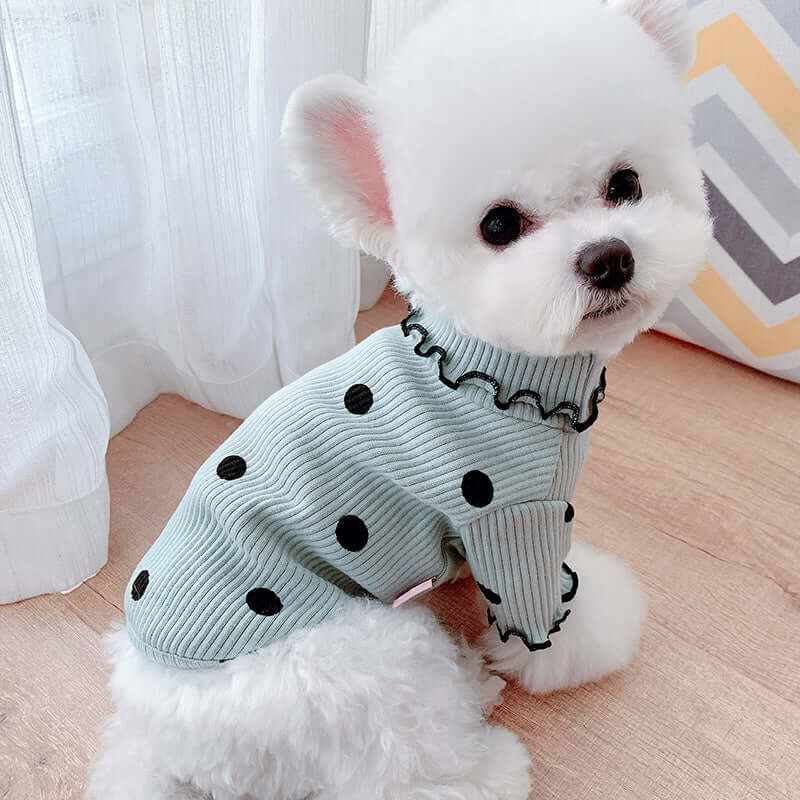 Cozy, Cute, and Comfortable: The Polka Dot Ruffle Sleeve Dog Sweater