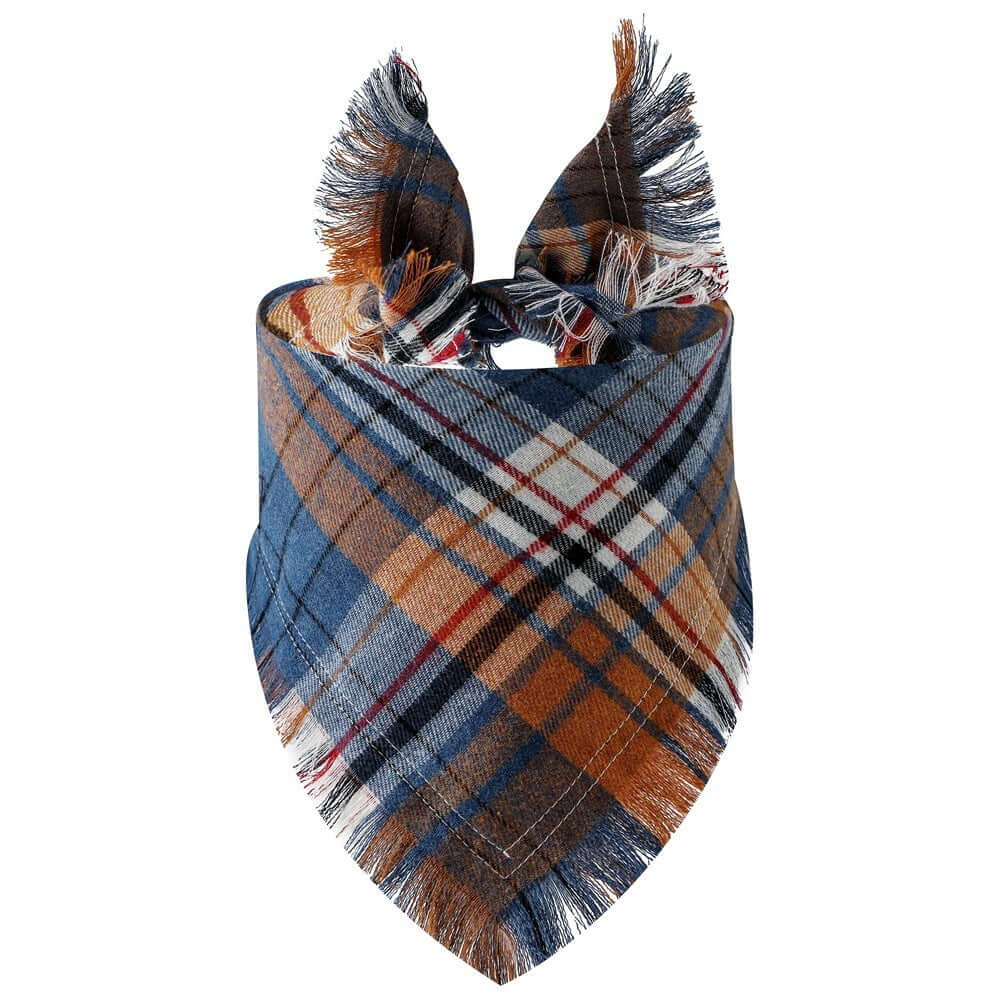 Plaid Tassel Triangle Scarf Pet Dog