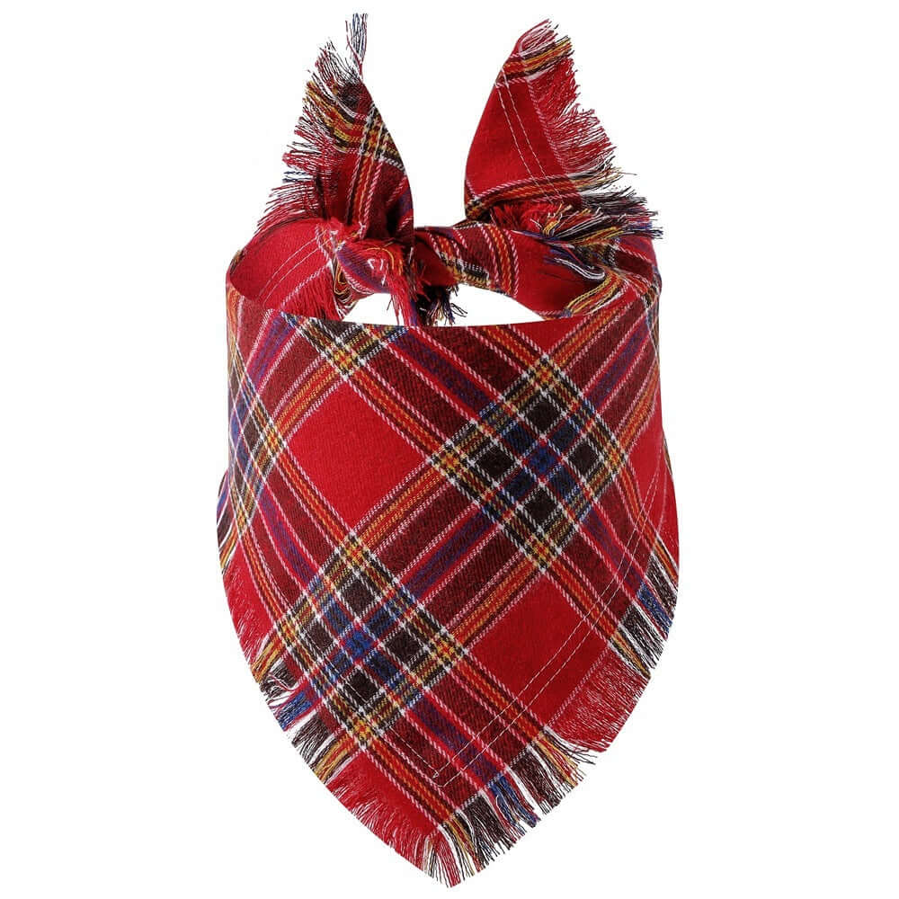 Plaid Tassel Triangle Scarf Pet Dog